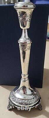Pair of 2 Vintage Silver Candlesticks, Roses Design, 166g, Height 8.2, Judaica