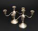 Pair Of 2 Vintage Sterling Silver'duchin' 3-stick Candelabra Candle Holders