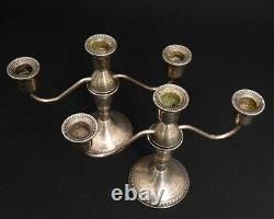 Pair of 2 Vintage Sterling Silver'Duchin' 3-Stick Candelabra Candle Holders