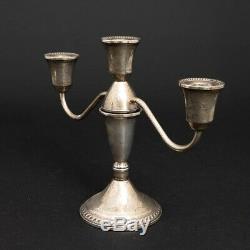 Pair of 2 Vintage Sterling Silver'Duchin' 3-Stick Candelabra Candle Holders