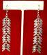 Pair Of 3-inch Vintage Articulated Sterling Silver Leaf Earrings With Marcasites