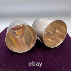 Pair of Antique 925 Sterling Silver Engraved Marked Mugs in 80 Gram Organic Box