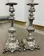 Pair Of Antique Austrian Silverplate Gar. 15j Candlesticks 14 Tall