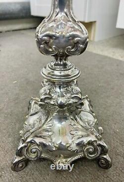 Pair of Antique Austrian Silverplate GAR. 15J Candlesticks 14 tall