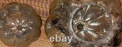 Pair of Antique Mercury Glass Pumpkins 7 & 12 Vintage Hollow Silver