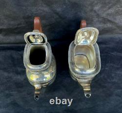 Pair of Antique Vintage England Georgian Style Silver Plated Teapots Rare
