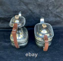 Pair of Antique Vintage England Georgian Style Silver Plated Teapots Rare