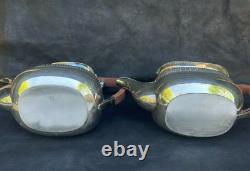 Pair of Antique Vintage England Georgian Style Silver Plated Teapots Rare