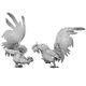 Pair Of Antique Vintage Silver Plate Fighting Cockerel Rooster Figures Ornament