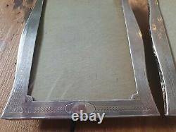 Pair of Antique vintage old Silver photo engine turned Frames Chester 1929