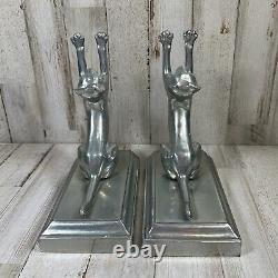 Pair of Art Deco Frankart Sarsaparilla Silver Cats Up & Down Bookends Vtg