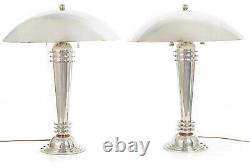 Pair of Art Deco Style Streamline Chrome Vintage Table Lamps