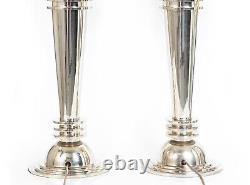 Pair of Art Deco Style Streamline Chrome Vintage Table Lamps