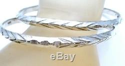 Pair of Bangle Bracelets Sterling Silver Diamond Cut Mexican 925 Vintage Jewelry
