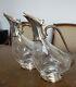 Pair Of Beautiful Vintage Glass & Silver Wine Decanters From The 70s