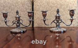 Pair of Convertible Vintage Sterling Silver Twisted 3 Arm Candelabras