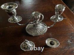 Pair of Convertible Vintage Sterling Silver Twisted 3 Arm Candelabras