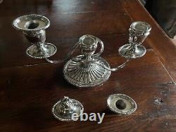 Pair of Convertible Vintage Sterling Silver Twisted 3 Arm Candelabras