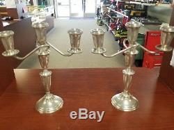 Pair of Crown Sterling Candle Stick Holder, 3 Tier, Weighted, Adjustable