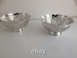Pair of Fabulous Vintage Sterling Silver Bon Bon Dishes / Bowls Sheffield 1999