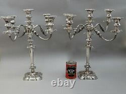 Pair of Large Ornate Vintage 5 Branch Candelabra 18 Silver Plated on Copper