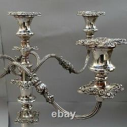 Pair of Large Ornate Vintage 5 Branch Candelabra 18 Silver Plated on Copper