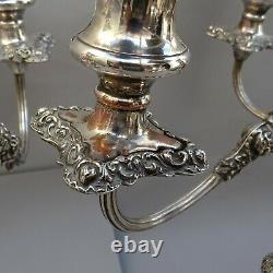 Pair of Large Ornate Vintage 5 Branch Candelabra 18 Silver Plated on Copper