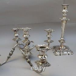 Pair of Large Ornate Vintage 5 Branch Candelabra 18 Silver Plated on Copper