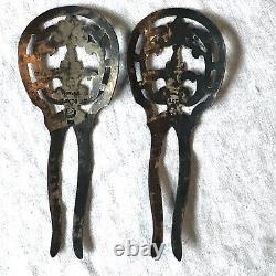 Pair of Large TAXCO VINTAGE MEXICAN STERLING SILVER HAIR PINS Signed
