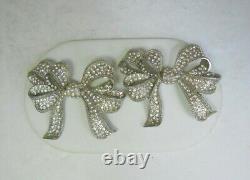 Pair of Large Vintage Barrera Silver Tone Bow Brooches / Pins