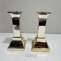 Pair of Pillar Candleholders Pillar Lunt Vintage Silver-plated Centerpiece