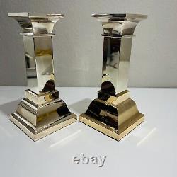 Pair of Pillar Candleholders Pillar Lunt Vintage Silver-plated Centerpiece