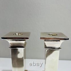 Pair of Pillar Candleholders Pillar Lunt Vintage Silver-plated Centerpiece