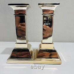 Pair of Pillar Candleholders Pillar Lunt Vintage Silver-plated Centerpiece