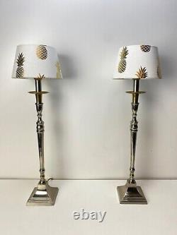 Pair of Pineapple Pineapple Table Lamps 1980 Vintage 26.7 Inches Silver Plated