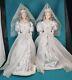 Pair Of Rare Vintage Paper Mache Snow Queens White & Silver Costume 26 Tall