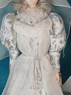Pair of RARE Vintage Paper Mache Snow Queens White & Silver Costume 26 Tall