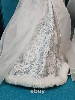 Pair of RARE Vintage Paper Mache Snow Queens White & Silver Costume 26 Tall