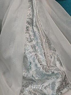 Pair of RARE Vintage Paper Mache Snow Queens White & Silver Costume 26 Tall