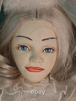 Pair of RARE Vintage Paper Mache Snow Queens White & Silver Costume 26 Tall