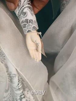 Pair of RARE Vintage Paper Mache Snow Queens White & Silver Costume 26 Tall