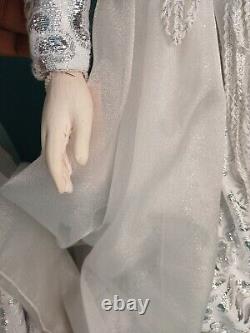 Pair of RARE Vintage Paper Mache Snow Queens White & Silver Costume 26 Tall