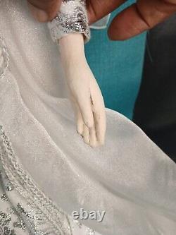 Pair of RARE Vintage Paper Mache Snow Queens White & Silver Costume 26 Tall