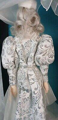 Pair of RARE Vintage Paper Mache Snow Queens White & Silver Costume 26 Tall