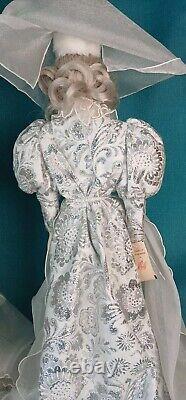 Pair of RARE Vintage Paper Mache Snow Queens White & Silver Costume 26 Tall