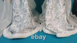 Pair of RARE Vintage Paper Mache Snow Queens White & Silver Costume 26 Tall