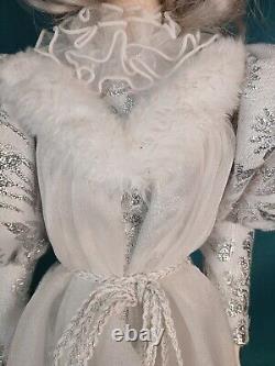 Pair of RARE Vintage Paper Mache Snow Queens White & Silver Costume 26 Tall