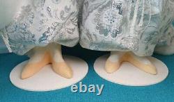 Pair of RARE Vintage Paper Mache Snow Queens White & Silver Costume 26 Tall