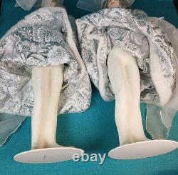 Pair of RARE Vintage Paper Mache Snow Queens White & Silver Costume 26 Tall