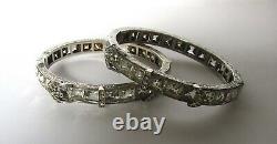 Pair of Rare Matching Vintage Art-Deco Sterling & Paste 3/8 Inch Wide Bangles